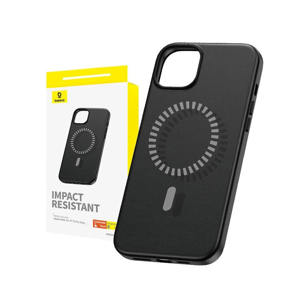 Калъф тип гръб за iPhone 15 Pro Max Baseus Fauxther Magnetic case Star черен