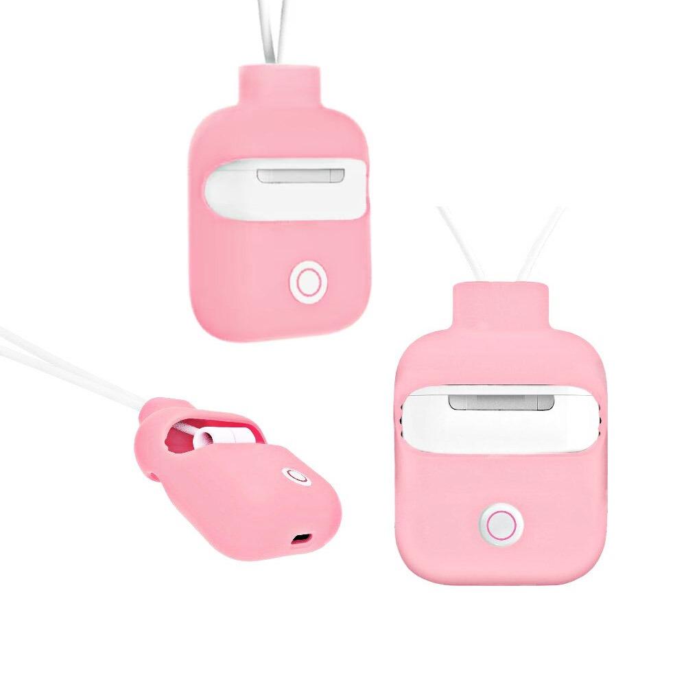 Калъф за AirPods 2018 с 2 бр. връзки за закачане розов