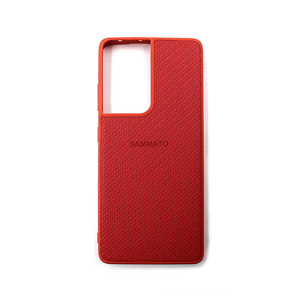 Калъф гръб за Samsung S21 Ultra Sammato Knitting червен, SKSS21U-05