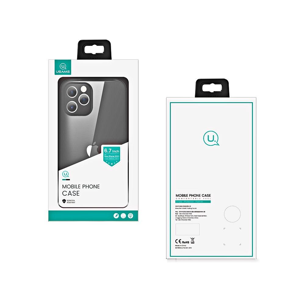 Калъф гръб за iPhone 12 Pro Max 6.7 inch USAMS прозрачен черен матов кант, IP12PMML02