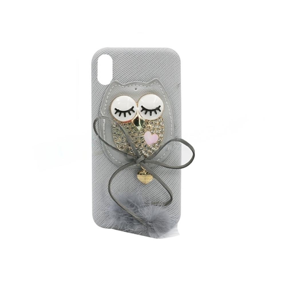 Калъф гръб Fashion бухал iPhone X/XS сив